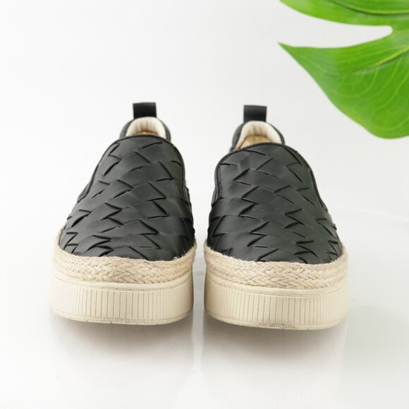 Franco Sarto Womens Hydee Slip On Shoes Size 10 Black Woven Platform Flats Vegan - Picture 3 of 12